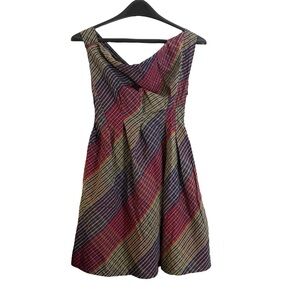 Donoratico By Ding Yong Plaid Fit & Flair Scoop Neck Short Dress Size Small